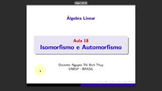 Álgebra linear Aula 18 Isomorfismo e Automorfismo [upl. by Teuton889]