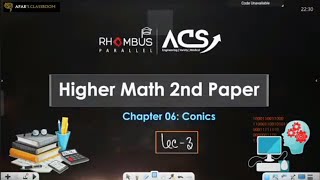 ConicsLec3 part 2Abhi Datta Tushar  HSC Academic Higher Math 2nd PaperChapter 6 [upl. by Atinuahs]