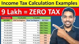 Income Tax Calculation between ₹3 Lakh to ₹20 Lakh  ZERO Tax up to 9 Lakh Income Hindi [upl. by Naihr]