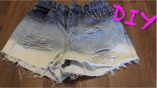 DIY Ombre Distressed HighWaisted Denim Shorts  CHEAP amp EASY [upl. by Bridge]