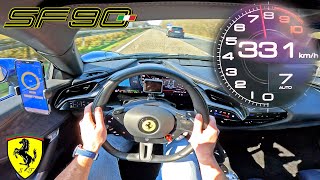 Ferrari SF90 Stradale  1000HP V8 Hybrid vs UNLIMITED Autobahn [upl. by Onailime641]