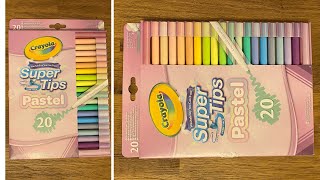 CRAYOLA SUPERTIPS 20 PASTEL COLOURS  UNBOX amp SWATCH [upl. by Adnicul]