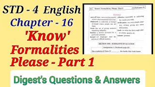 Std 4 English  Lesson 16  Know Formalities Please  Part1  Digests  workbook answers MH board [upl. by Annoiek]