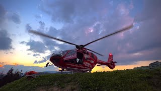 H135 AIUT ALPIN  Takeoff at Sunset [upl. by Drucy]