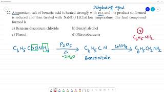 Ammonium salt of benzoic acid is heated strongly with P O2 5 and the product so formed [upl. by Asenej]