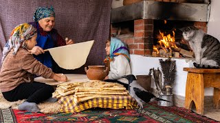 Baking Traditional Azerbaijani Flatbreads in Wood Oven [upl. by Airdnaid731]