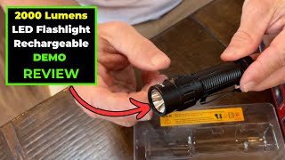 2000 Lumens LED Flashlight Rechargeable Demo Review [upl. by Hsirrap]