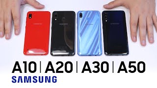 Купил Galaxy A10 вместо Galaxy A40 Распаковка обзор и сравнение с Samsung Galaxy A20 A30 A50 [upl. by Onivag]