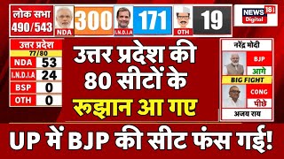 🟢UP Lok Sabha Election Result Live  उत्तर प्रदेश की 80 सीटों का रूझान चौंकाया  PM Modi  Akhilesh [upl. by Leede]