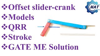 Offset slidercrank mechanism quickreturnratio stroke GATE 2014 solution [upl. by Saiasi]