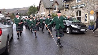 Huntly Pipe Band march through village from the Braemar Gathering site to the Fife Arms Sept 2019 [upl. by Artamas506]