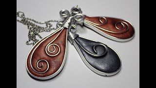 Flat wire pendant with polymer clay [upl. by Westfall80]