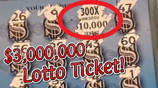 🎟️ 3000000 Winning Lottery Ticket Scratched Live 🎟️ Largest Lotto Scratch Winner Ever on YouTube [upl. by Leiruh]