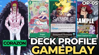 OP05 Donquixote Rosinante Deck Profile amp Gameplay  One Piece Card Game [upl. by Ylsel]