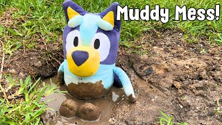 Baby Bluey Muddy Mess  Baby Bluey Makes a BIG Mess  Baby Bluey Plush Pretend Play PB and JAAM [upl. by Dickinson]