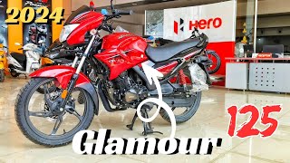 Hero glamour 125cc New 2024 Bs7 OBD2 E20 new features on road price Mileage review glamour bike [upl. by Razal]