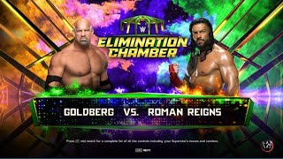 WWE 2K24  Goldberg vs Roman Reigns Elimination Chamber  PC Gameplay [upl. by Lattie34]