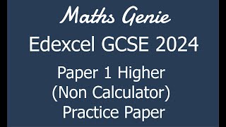 Edexcel GCSE 2024 Higher Paper 1 Non Calculator Revision Practice Paper [upl. by Akerboom]