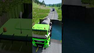 Tanker truck vs water pit 10  carsvswaterpit beamngdrive doubleflatbedtrailertruckvsspeedbumps [upl. by Ymirej]