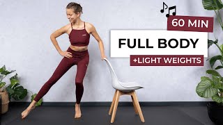 60 MIN FULL BODY WORKOUT WITH LIGHT DUMBBELLS  Barre AtHome [upl. by Beekman505]