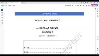 Exercise 2 Alkanes and Alkenes Structure 1 to 3 Cambridge IGCSE O level Chemistry Lesson 65 part d [upl. by Serafine720]