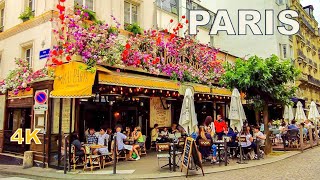 Montmartre Paris  streets shops and cafes 4K [upl. by Anileh249]