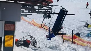 Watch OutOfControl Ski Lift Send People Flying [upl. by Ttezil]