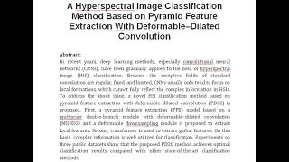 A Hyperspectral Image Classification Method Based on Pyramid Feature Extraction With Deformable–Dila [upl. by Adnohsirk]