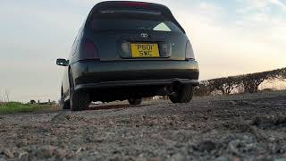 Toyota Starlet Glanza V 13 Turbo  Decat amp Full 25quot exhaust [upl. by Ayotac]