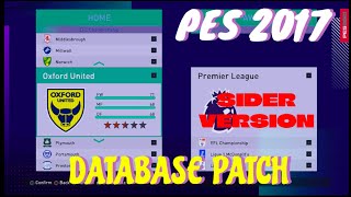 PES 2017 DATABASE PATCH HOW TO INSTALL SIDER VERSION [upl. by Nylime]