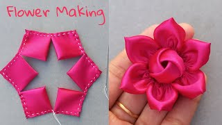 DIY How to make an adorable fabric rose flower in just few minutes  DIY Flower [upl. by Lytsyrk]