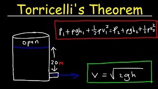 Torricellis Theorem amp Speed of Efflux Bernoullis Principle Fluid Mechanics  Physics Problems [upl. by Stoneman151]