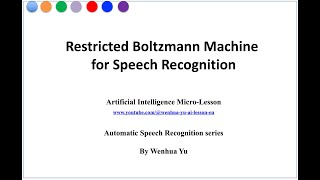 Restricted Boltzmann Machine for Speech Recognition [upl. by Sclar]