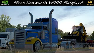 Free Kenworth W900 Flatglass JCB 4CX Hauled Amarillo to Clovis JBX2TAA Combo ATS PC 4K 150 [upl. by Aekal]