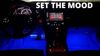 RGB INTERIOR FOOTWELL LIGHTING INSTALL AND REVIEW 10th Gen Civic [upl. by Leugimsiul]