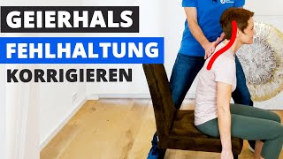 4 SEHR effektive Übungen gegen Geierhals ✅ amp Nackenschmerzen ⚡️ für zuhause [upl. by Evreh]