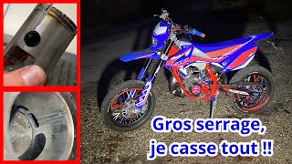 Gros serrage de lorigine sur ma beta track 50cc  on refait le moteur à neuf moteur am6 [upl. by Ardnaxela978]