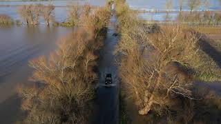 Floods 2020 Fotheringhay Nene flooding drone stock footage [upl. by Crelin72]