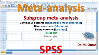 Subgroup meta analysis mean difference binary outcome odds risk ratio funnel forest plot in SPSS [upl. by Kcirednek872]