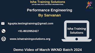 Performance Engineering Demo Video on 16th March 24ContactWhatsApp us on 918019952427 to enroll [upl. by Tillie]