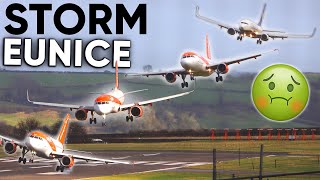 PLANES vs STORM EUNICE Landings during STRONG WINDS  Windshear at Bristol Airport 4K  ATC Incl [upl. by Nitsu921]