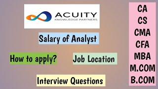 Acuity Knowledge Partners l CA l CS I CMA I PGDM I MBA I MCOM I Finance Jobs in Gurgaon l Accounts [upl. by Mcgrath]