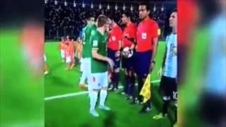 Great gesture from Bolivian captain to Lionel Messi after realising National Anthem is not over [upl. by Noeruat]