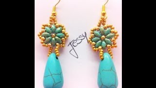 DIY Tutorial quotOrecchini Gocce in Fiorequot  superduo twin beads earrings [upl. by Hallerson138]