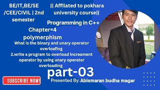 Binary and unary operator overloading  chapter4 polymerphism Affiliated to pokhara university [upl. by Kristof314]