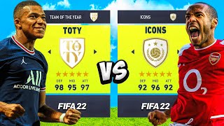 TEAM OF THE YEAR vs ICONS in FIFA 22 ⭐ [upl. by Jocko]