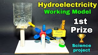 How to make hydro powerplant working model Hydroelectricity science exhibition project working model [upl. by Airemat]