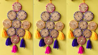 easy DIY old bangles wall hanging craft ideasdiwali decoration ideas for gotapotti with wool।। [upl. by Brittni]