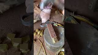 Process of fixing rivet on wood knife handle Good tools and machinery make work easy [upl. by Aikin]