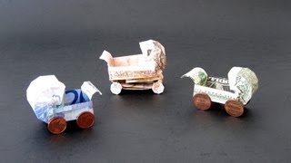 Money Origami Instructions Money Baby Buggy Dominik Meißner [upl. by Letnahs]